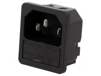 Conector Alimentare AC Soclu Tată 10A 250V IEC 60320 foto