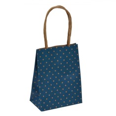 Pungă Cadou Kraft, Model Buline, Culoare Albastru, Dimensiuni 11x6x14cm