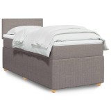 VidaXL Pat box spring cu saltea, gri taupe, 80x200 cm, textil