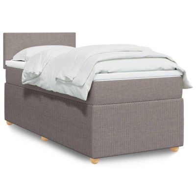 vidaXL Pat box spring cu saltea, gri taupe, 80x200 cm, textil 3289580 foto