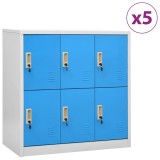 Cumpara ieftin Dulapuri vestiar 5 buc. gri deschis/albastru 90x45x92,5 cm otel