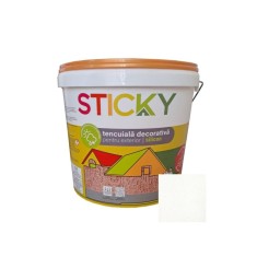 Tencuiala decorativa cu silicon Sticky, 1.5 mm, structurata, aspect bob de orez, alba, interior / exterior, 25 kg
