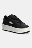 Tommy Jeans sneakers din piele TJW FLATFORM SNEAKER METALLIC culoarea negru, EN0EN02711