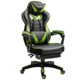 Vinsetto Scaun gaming ergonomic cu suport picioare, cap și lombar, fotoliu de birou confortabil, &icirc;nălțime reglabilă, negru/verde | Aosom Romania