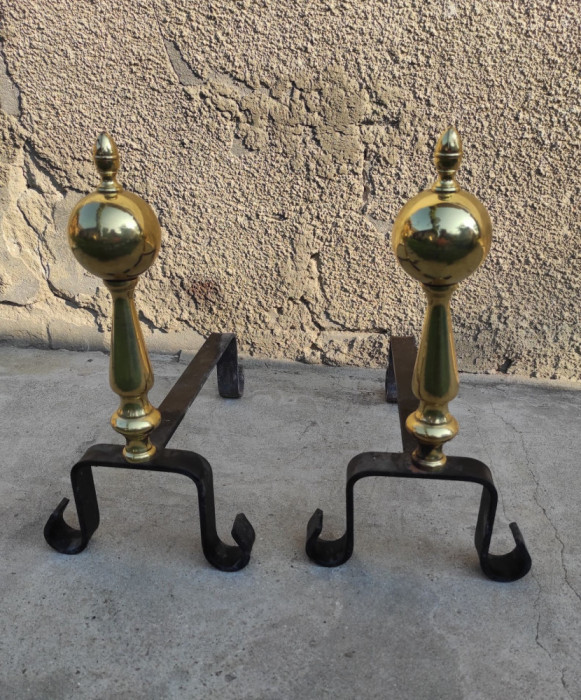 Set suport lemne semineu bronz, preț redus