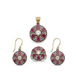 Cumpara ieftin Set Argint 925 , zJaipur Ruby, , Design Floral Vintage cu Rubine E i Zirconii