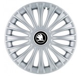 Cumpara ieftin Set 4 capace roti pentru Skoda Nou Alb-Negru, model Dino Gray, R15, Autohelix MSA