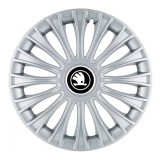 Set 4 capace roti pentru Skoda Nou Alb-Negru, model Dino Gray, R14