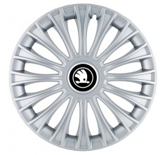 Set 4 capace roti pentru Skoda Nou Alb-Negru, model Dino Gray, R14