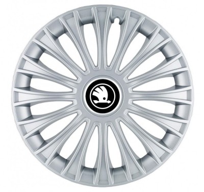 Set 4 capace roti pentru Skoda Nou Alb-Negru, model Dino Gray, R15 foto