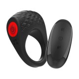 Inel vibrator pentru penis INTENSE Clover, control prin telecomandă, 10 funcții de vibrație, rezistent la apă, negru