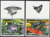 Tonga 2016 - Fauna , Insecte , Fluturi , serie 2 valori cu vignete , dantelate , MNH , Mi.2048-2049, Nestampilat