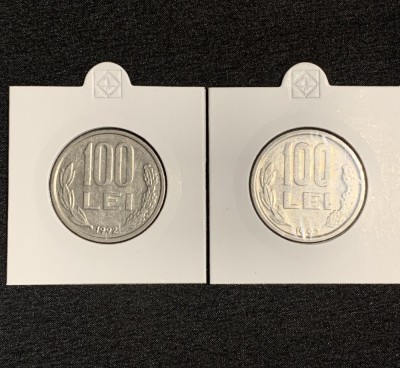 Set monede 100 lei 1992 varianta E suplu E gros foto