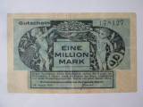 Rară! Germania 1 Milion Mark/Mărci 1923 Gutschein/Bayer