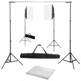VidaXL Kit studio foto cu lumini softbox și fundal