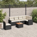 vidaXL Set canapele de grădină cu perne, 7 piese, negru, poliratan 3256476