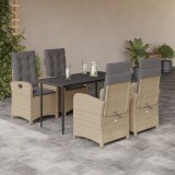 vidaXL Set mobilier pentru grădină, 5 piese, cu perne, bej, poliratan 3212393