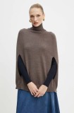 Max Mara Leisure pulover de lana femei, culoarea maro, cu guler, 2426366188600