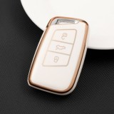 Husa cheie TPU Topautochei&reg; pentru Volkswagen, 3 butoane, margine aurie, 5 culori