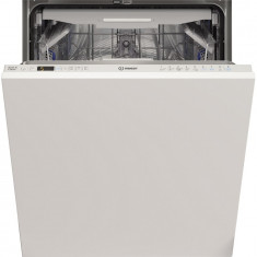 Masina de spalat vase incorporabila Indesit DIO3T131AFE, 14 seturi, 9 programe, Clasa D, Fast&amp;Clean, Push&amp;Go, Auto Door, Sertar tacamuri, Semn