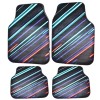 Covorașe auto universale DECOMAT &ndash; set 4 bucăți lavabile, antiderapante, cu design futurist &bdquo;Neon Stripes&rdquo;, PVC, Oem