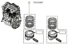 Segmenti Motor Dacia Logan 1.4 Si 1.6 Mpi Renault Clio 2 Kangoo Megane Modus Scenic Thalia ; 7701474857 - Colectie Segmenti Pentru 1 Piston; foto