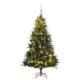 Brad Crăciun artificial articulat cu 150 LED-uri/globuri 150 cm