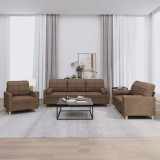 VidaXL Set de canapele cu perne, 3 piese, maro, textil