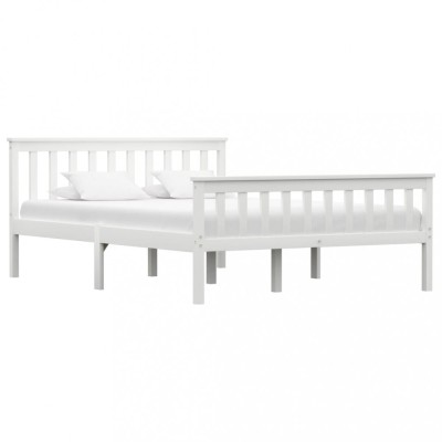 Gossi cadru de pat, alb, 140 x 200 cm, lemn de pin masiv foto