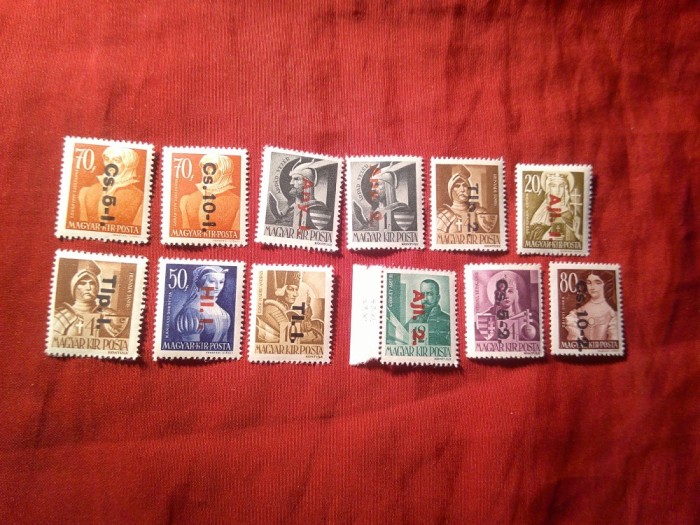 Serie mica Ungaria 1946 cu supratipar I , 12 valori
