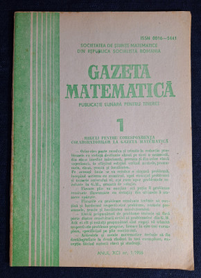 Carte - Gazeta Matematica, anul XCI, nr. 1, ianuarie 1986 foto