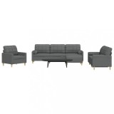 vidaXL Set canapele cu taburet și perne, 4 piese, gri &icirc;nchis, textil