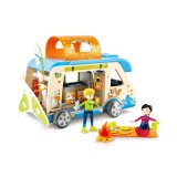 Set de joaca din lemn Rulota cu figurine si accesorii Hape 23 piese