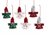 Set 24 ornamente brad Ingeri textil multicolor cm 7 x 8 H