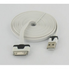 Cablu Sincronizare si Incarcare USB ultraplat pentru iPhone 3m alb foto