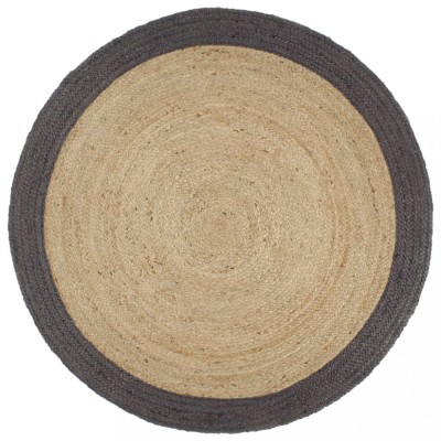vidaXL Covor manual cu margine gri &amp;icirc;nchis, 210 cm, iută 343606 foto