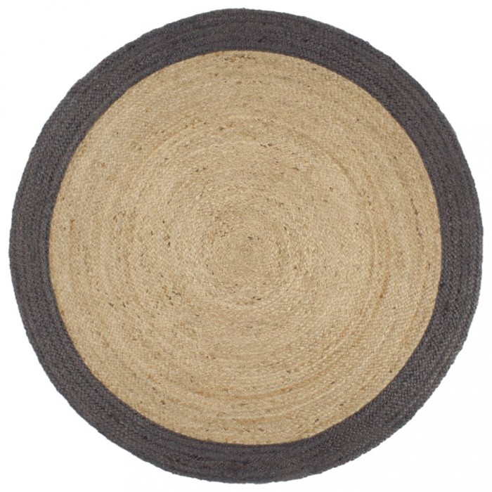 vidaXL Covor manual cu margine gri &icirc;nchis, 210 cm, iută 343606