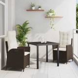 VidaXL Set de masă pentru grădină 3 pcs Maro poliratan