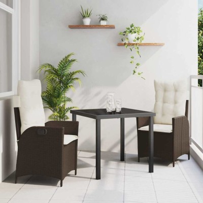 vidaXL Set de masă pentru grădină 3 pcs Maro poliratan foto