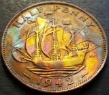 Moneda HALF PENNY - MAREA BRITANIE/ ANGLIA, anul 1942 *cod 2396 patina curcubeu