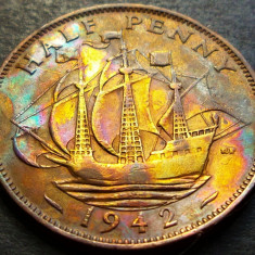 Moneda HALF PENNY - MAREA BRITANIE/ ANGLIA, anul 1942 *cod 2396 patina curcubeu