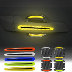 Set 8 Stikere - Autocolante din silicon carbon reflectorizant pentru Protectie Zgarieturi Manere Usa