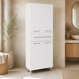 Dulap baie tip coloana GN0051, MDF, 4 rafturi, 4 usi, sertar, picioare reglabile, 60x31.6x166 cm
