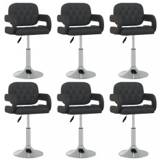 vidaXL Scaune de bucătărie pivotante, 6 buc., negru, piele ecologică
