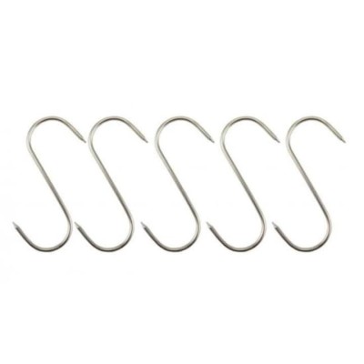 Set 5 carlige pentru suspendat carnea, tip S, otel inoxidabil, 12 cm foto