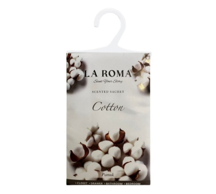 Odorizant pentru dulap La Roma , Cotton, Aroma Curata si Catifelata pentru Haine Proaspat Parfumate, Inspirata din Prospetimea Lenjeriilor Mediteranee