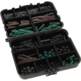 Kit Accesorii Monturi Crap NGT Carp Kit Box, 170 Piese: Varteje, Clipsuri, Carlige Barbless, Antisoc, Termocontractabile