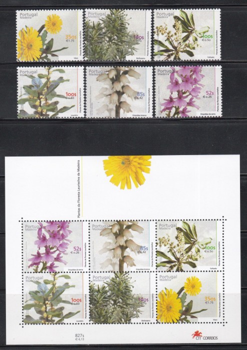 Madeira (Portugalia) 2000 - EUROPA - Plante din Golful Madeira, Serie + Bloc, MNH