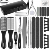 Set Pedichiură Profesional, 31 Piese, Negru/Argintiu, Pentru &Icirc;ngrijirea Picioarelor, Soulima