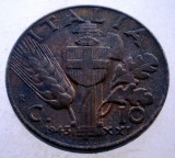 1.702 ITALIA WWII VITTORIO EMANUELE III 10 CENTESIMI 1943 R, Europa, Bronz-Aluminiu